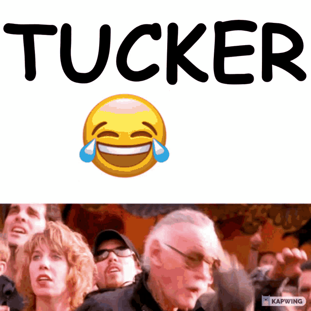 a smiley face with tears coming out of it and the word tucker
