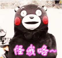 a teddy bear with chinese writing on it 's face