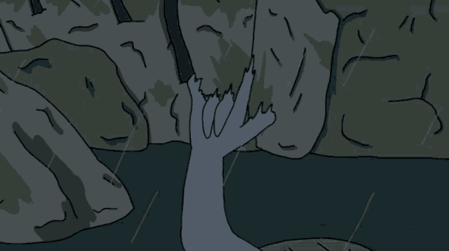 a cartoon drawing of a hand in the water