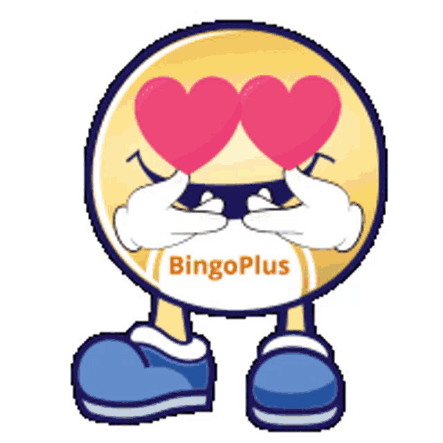 a cartoon smiley face with a bingoplus logo