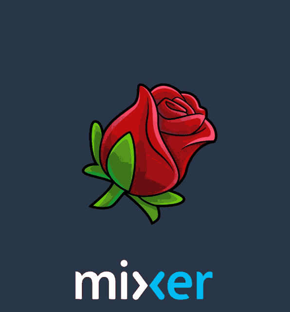 a mixer logo with a red rose on a dark background