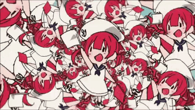 a cartoon of a girl with red hair and a sailor hat