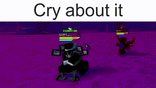 a purple background with the words cry about it on the top