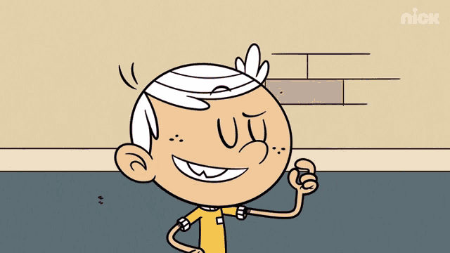 a cartoon of lincoln loud with pink bubbles coming out of his hat and a nick logo behind him