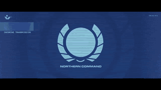a blue screen with a northern command logo on it