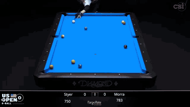 a pool table with a blue cloth and the word diamond on it