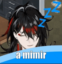 a cartoon character is sleeping with the words a mimir above him