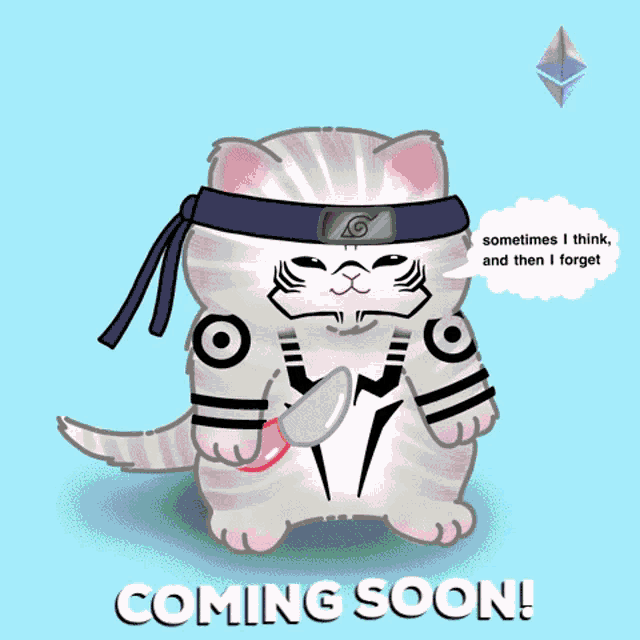 a drawing of a cat wearing calvin klein underwear with the words coming soon below it