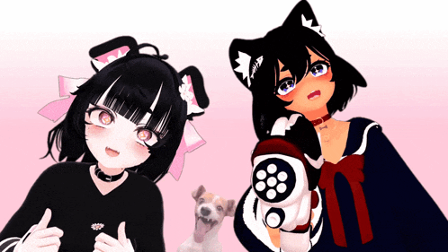 a couple of anime girls standing next to each other