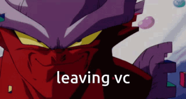 a cartoon character with the words leaving vc written on the bottom