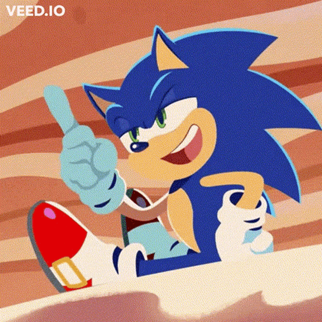 a cartoon of sonic the hedgehog giving a thumbs up