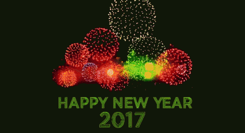 a fireworks display with the words happy new year 2017