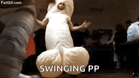 a man in a penis costume is swinging pp