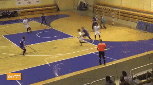 a basketball game is being played on a court with bh on the bottom