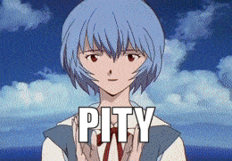 a girl with blue hair has the word pity written on her hands