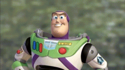 a close up of buzz lightyear from toy story smiling .