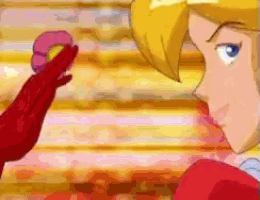 a cartoon of a woman holding a donut in her hand