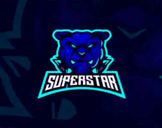 a logo for a sports team called superstar with a red bear on a purple background .