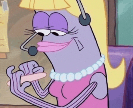 a cartoon character from spongebob squarepants is wearing a headset and a necklace .