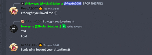a screenshot of a discord conversation between nowayne and yea