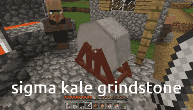 a screenshot of a video game with the words sigma kale grindstone on the bottom