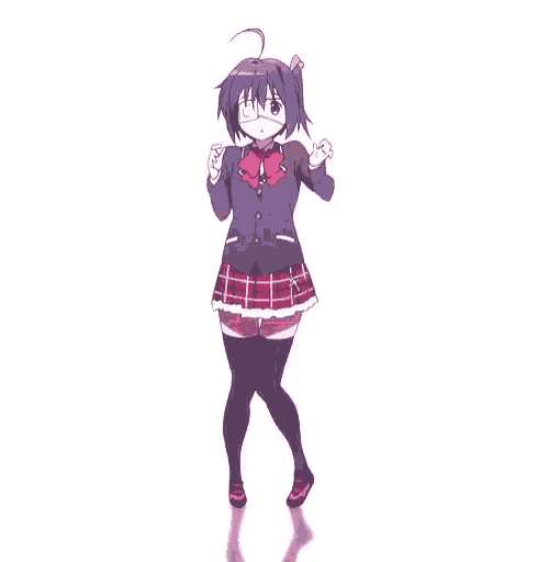 a girl in a school uniform is dancing with her hands in the air .