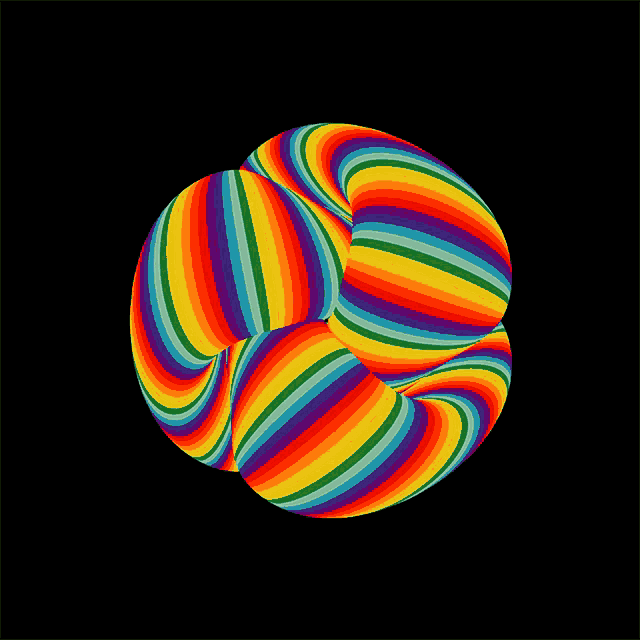 an optical illusion of a rainbow colored sphere on a black background