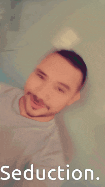 a man taking a selfie with the words seduction written below him