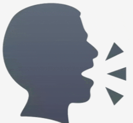 a silhouette of a man 's head with his mouth open and triangles coming out of it