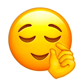 a smiley face with its eyes closed and a hand pointing to it