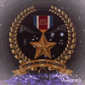 a power belter alliance logo with a star and music notes