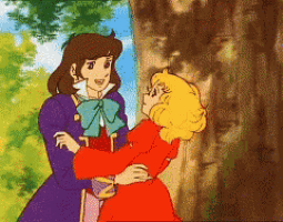 a cartoon of a man and a woman hugging each other