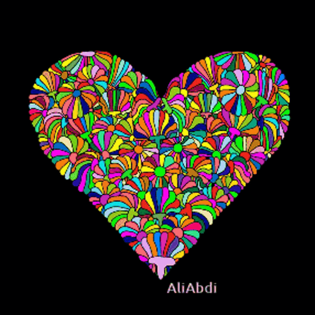 a colorful heart with the name aliabdi written below it