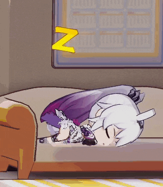 a cartoon girl is sleeping on a couch with a yellow letter z above her head