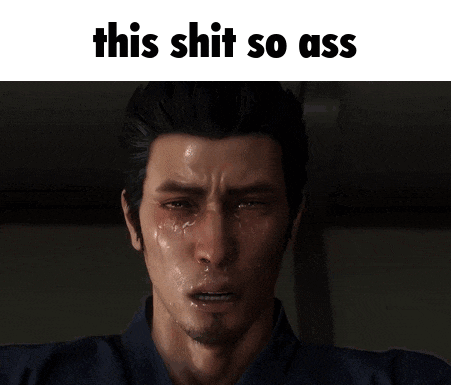 a man with tears running down his face and the words this shit so ass above him