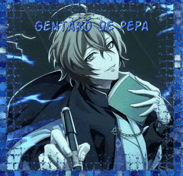 a picture of gentaro de pepa with a pen and a book