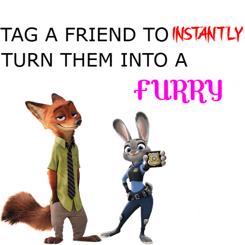a fox and a rabbit standing next to each other with the words tag a friend to instantly