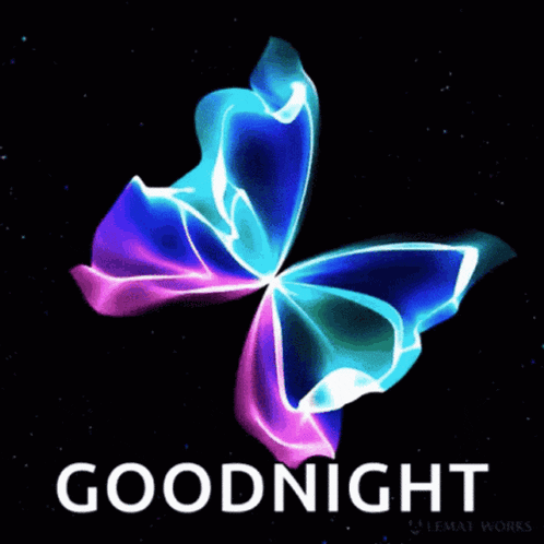 a colorful butterfly with the words goodnight on the bottom