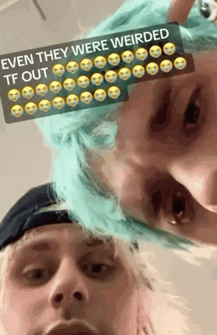 a man and a woman are upside down with a caption that says " even they were weirded "