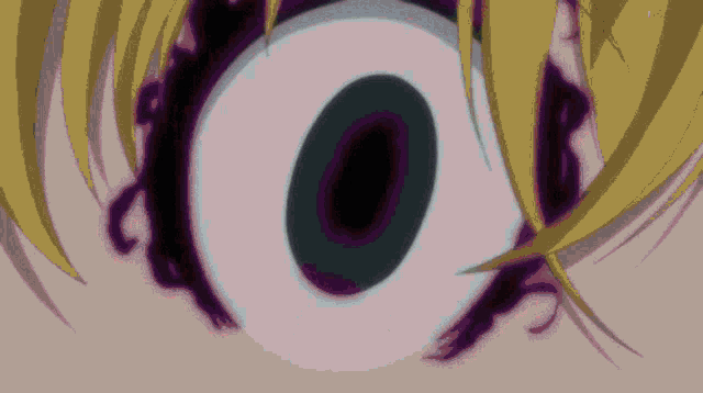 a close up of a person 's eye with a purple circle in it