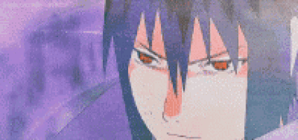 a close up of a person 's face with purple hair