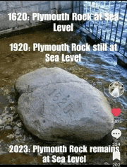 a picture of a rock that says plymouth rock at sea level on it