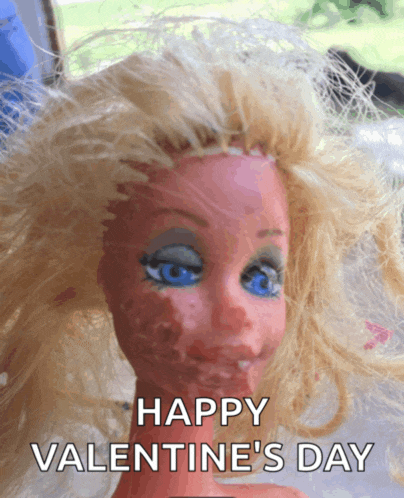 a picture of a barbie doll with the words happy valentine 's day below it