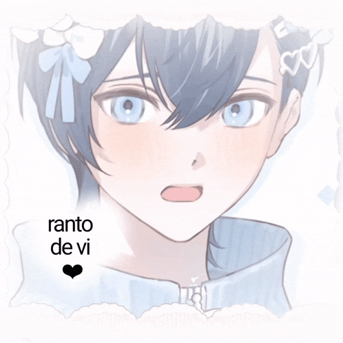 a picture of a boy with blue hair and the words " ranto de vi "