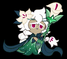 a pixel art drawing of a girl with white hair holding a flower