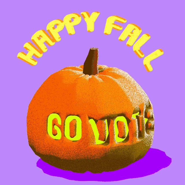 a pumpkin with the words " go vote " carved into it