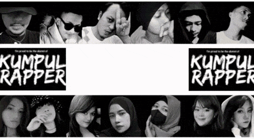 kumpulan rapper is written on a poster with a group of people