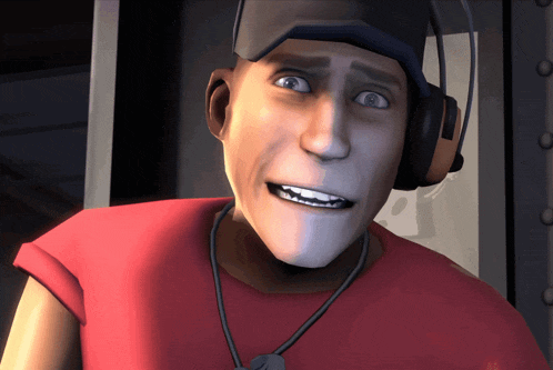 a cartoon character wearing headphones looks surprised