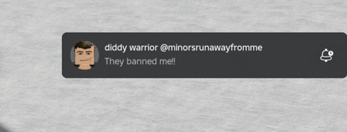 a message from diddy warrior @minorsrunawayfromme says they banned me
