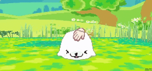 a pixel art of a seal with hearts coming out of it 's mouth